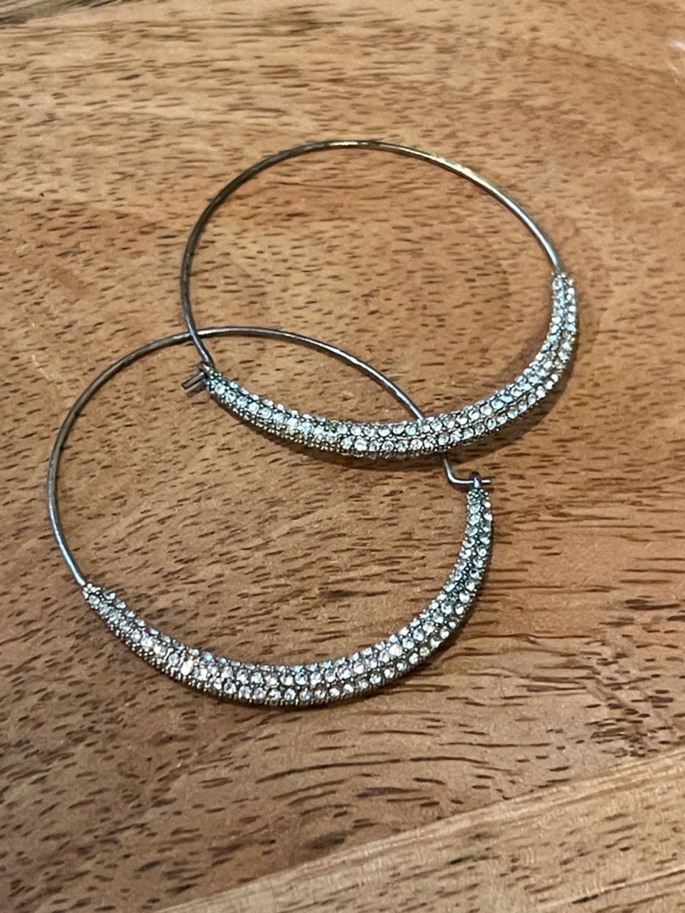 Crystal Pavé Silver Hoop Earrings - Women Jewelry